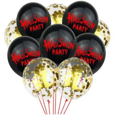 Imagem de Kit de balões de festa de Halloween, 10 unidades de látex preto, 30 cm