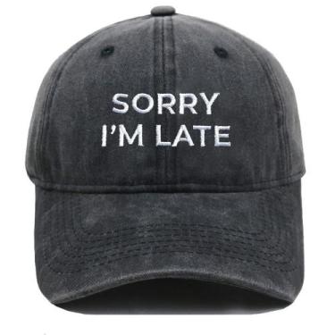 Imagem de Boné de beisebol de algodão liso com bordado SORRY I'M LATE - Yiweisai