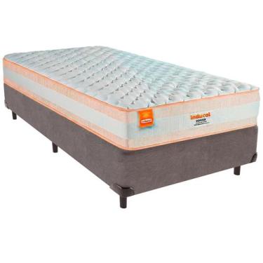 Imagem de Cama Box Solteiro e Colchão Denver Molas Ensacadas Inducol Cinza