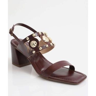 Imagem de Sandália Feminina Salto Grosso Via Uno Vinho-97089, 38, Vinho