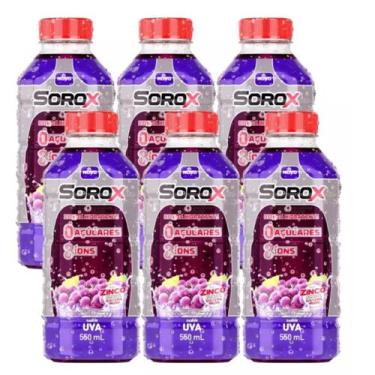 Imagem de Pack 6 Sorox hidratante zero açúcar 8 ions sabor uva 550mL