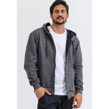 Imagem de Blusa de Frio Moletom Com Zíper Aberta Capuz-Masculino