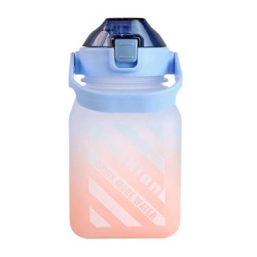 Imagem de Garrafa de plástico quadrada com canudo e alça tie dye 1,5litros - Ami