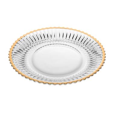 Imagem de Jogo 4 Pratos Sobremesa 20cm Borda Dourada Cristal Imperatriz Wolff