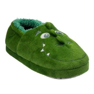 Imagem de Pantufa Infantil Antiderrapante Menino Dinossauro Pimpolho, Verde, 30/