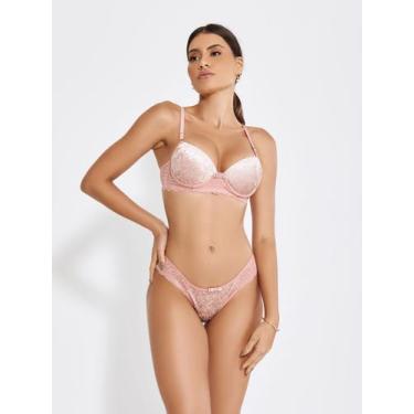 Imagem de Conjunto Lingerie Sexy De Calcinha E Sutia Veludo Bojo - ALTIÊ INTIMAT