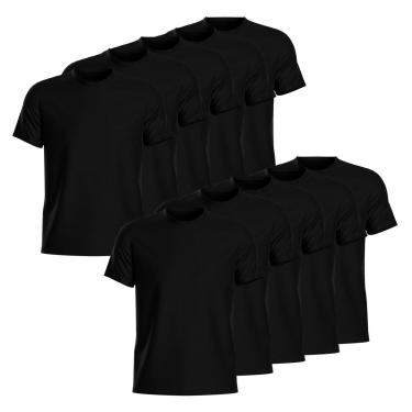 Imagem de Kit 10 Camisetas Masculina 100% Algodão Lisa Básica Verão-Masculino