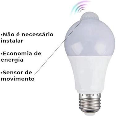 Imagem de Lâmpada Inteligente LED 12W com Sensor de Movimento Bivolt 110/220V Br