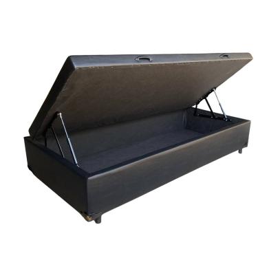 Imagem de Cama Box Baú Solteiro Sintético Preto Com Pistão A Gás - Imperium do Sono