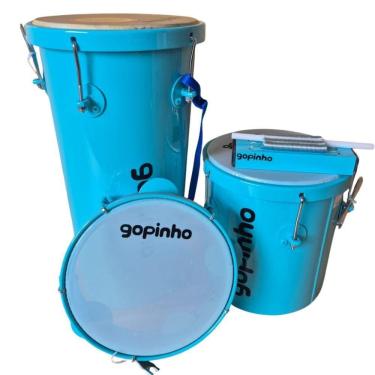 Imagem de Kit Percussão Infantil Pandeiro 8 + Rebolo Reco E Repique Verde