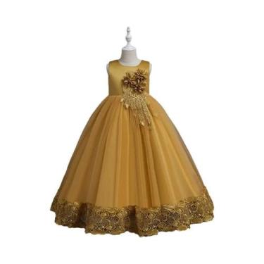 Imagem de Vestido Longo De Princesa Com Bordado De Flores Para Meninas Adolescen