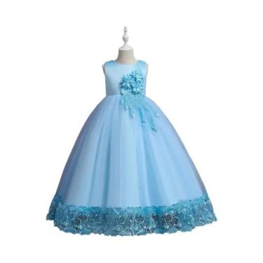 Imagem de Vestido Longo De Princesa Com Bordado De Flores Para Meninas Adolescen
