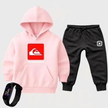 Imagem de Conjunto Infantil 3 Peças Moletom Calça moleton Relógio Digital Look Completo-Unissex