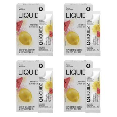 Imagem de LIQUIDZ - Eletrólitos Zero Açúcares - Melancia com Limão Siciliano - Kit 4 Caixas - 24 sachês-Unissex
