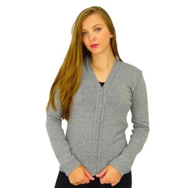 Imagem de Cardigan Feminino JM Malhas Tricot Básico com Botões Elegante e Macio,