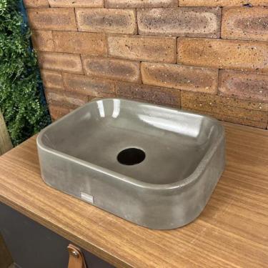 Imagem de Cuba Rustica Concreto Cinza Banheiro Lavabo Sobrepor Pia de Apoio Reta