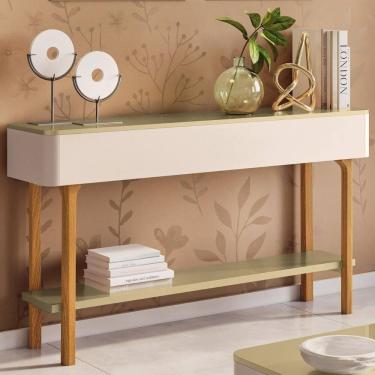 Imagem de Aparador Sala De Estar 136cm Com Prateleira Fiero Off/champanhe - Hb Móveis