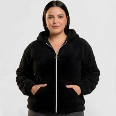 Imagem de Jaqueta Plus Size Teddy Casaco Feminina com Bolso e Capuz G1 ao G3-Feminino