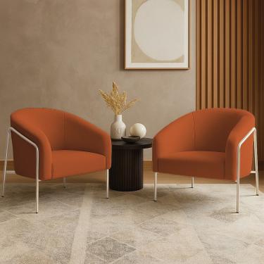 Imagem de Poltrona Stella Bouclê Terra D03 Sala Industrial Espuma D-26 Marrom D'Rossi