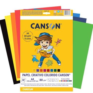 Imagem de Bloco Papel Criativo A4 Canson 80g 8 Cores 32 Folhas