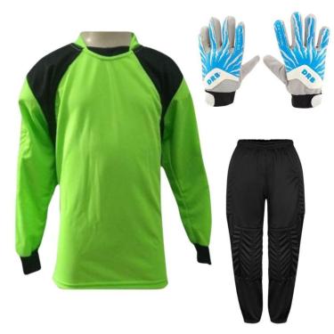 Imagem de Kit de Goleiro Infantil Camisa + Calça Acolchoada + Luva-Unissex
