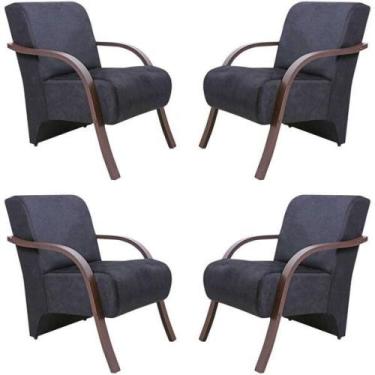 Imagem de Kit 4 Poltronas Decorativas 1 Lugar Santa Rita Suede Grafite - OUTRAS 