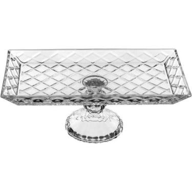 Imagem de Prato Boleira Com Pé Eco Crystal Retangular 12x32x17cm - HOME & CO