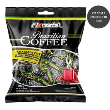 Imagem de Bala Brazilian Coffee Florestal 108G Kit Com 5 Unidades