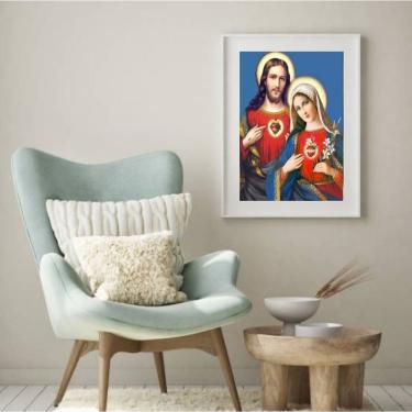 Imagem de Quadro Sagrado Coração De Jesus E Maria - 60x48cm