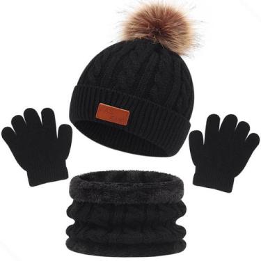 Imagem de Kit inverno infantil gorro cachecol luva bebê touca de lã - Modas Fagu