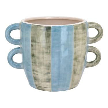 Imagem de CACHEPÔ VASO DECORATIVO PLANTA CERÂMICA 15x22x22cm AZUL
