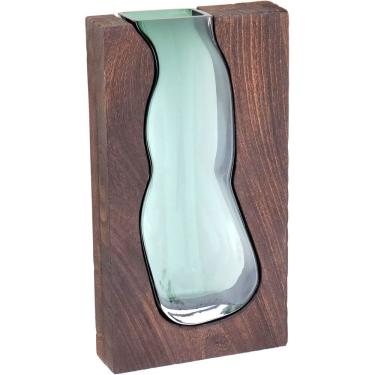 Imagem de VASO DECORATIVO ENFEITE PLANTA VIDRO 23x14x5cm VERDE