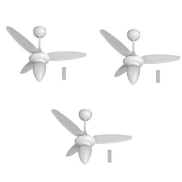 Imagem de Kit 3 Ventiladores Teto Ventisol Wind 3 Pás Branco 14579 - Bivolt, Biv