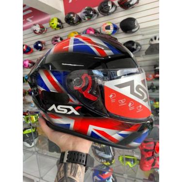 Imagem de Capacete Asx Draken Uk Preto Vermelho Azul