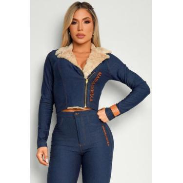 Imagem de Casaco jeans gola pelucia maria gueixa, Jeans, P