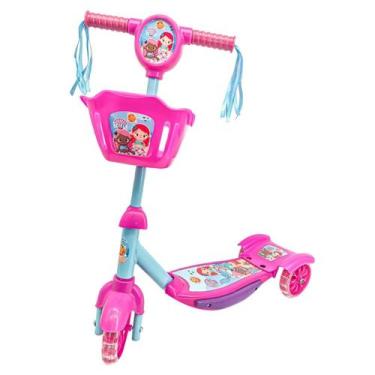 Imagem de Patinete Cestinha Sereia Led Musical Radical Rosa Infantil - Dm Toys