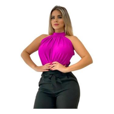 Imagem de Body Blusa Gola Alta Regata Liso Moda Feminina - Loja Core, Violeta es