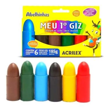 Imagem de Meu Primeiro Giz C/6 Cores Formato Infantil - Acrilex
