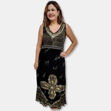 Imagem de Vestido Indiano Longo Batik Regata com Bordados 1016 - Sarat Moda Indi