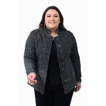 Imagem de Blusa Casaco De Frio Botão Plus Size Tricô Inverno - Boutique Fernanda