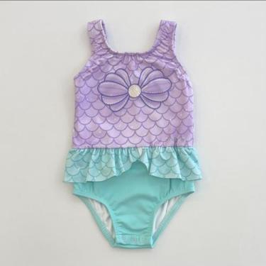 Imagem de Maio UV Infantil Menina Infanti Lilas e Verde Escamas Verão Moda Praia