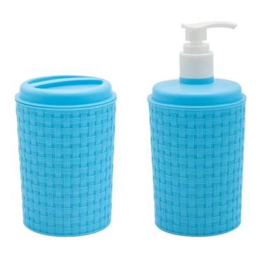 Imagem de Conjunto Porta Algodão e Porta Sabonete Líquido  Mamãe & Bebê Monte Lí