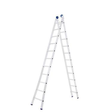 Imagem de Escada de Alumínio Extensiva Escada Extensiva Mor 2x11 5,61M 11 Degraus Prata com Trava Automática Dobrável 150KG