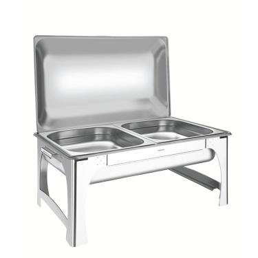 Imagem de Rechaud Retangular banho-maria Tramontina Cuba GN 1-2 8,4 l para Bufês em Aço Inox com Tampa Removível Inox
