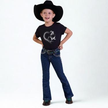 Imagem de Calça Infantil Country Feminina Com Brilho Jeans Bordada - Bill Way, A