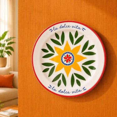 Imagem de Pires Decorativo de Parede com Suporte em Cerâmica Branco La Vita