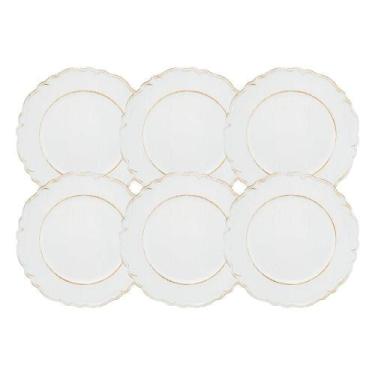 Imagem de Jogo 6 Sousplat Redondo Patinado Plástico Moon Branco Lyor 33cm