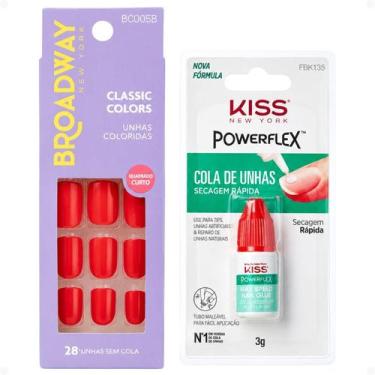Imagem de Kit Kiss New York: Unhas Postiças Quadrado Curto Vintage e Cola De Unh