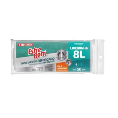 Imagem de EsfreBom - Saco para Lixo de Pia e Banheiro, Rolo com 50 Sacos de 8 Litros, Bettanin