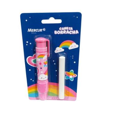 Imagem de Caneta Borracha Retrátil Mercur Arco Íris e Nuvem, Rosa